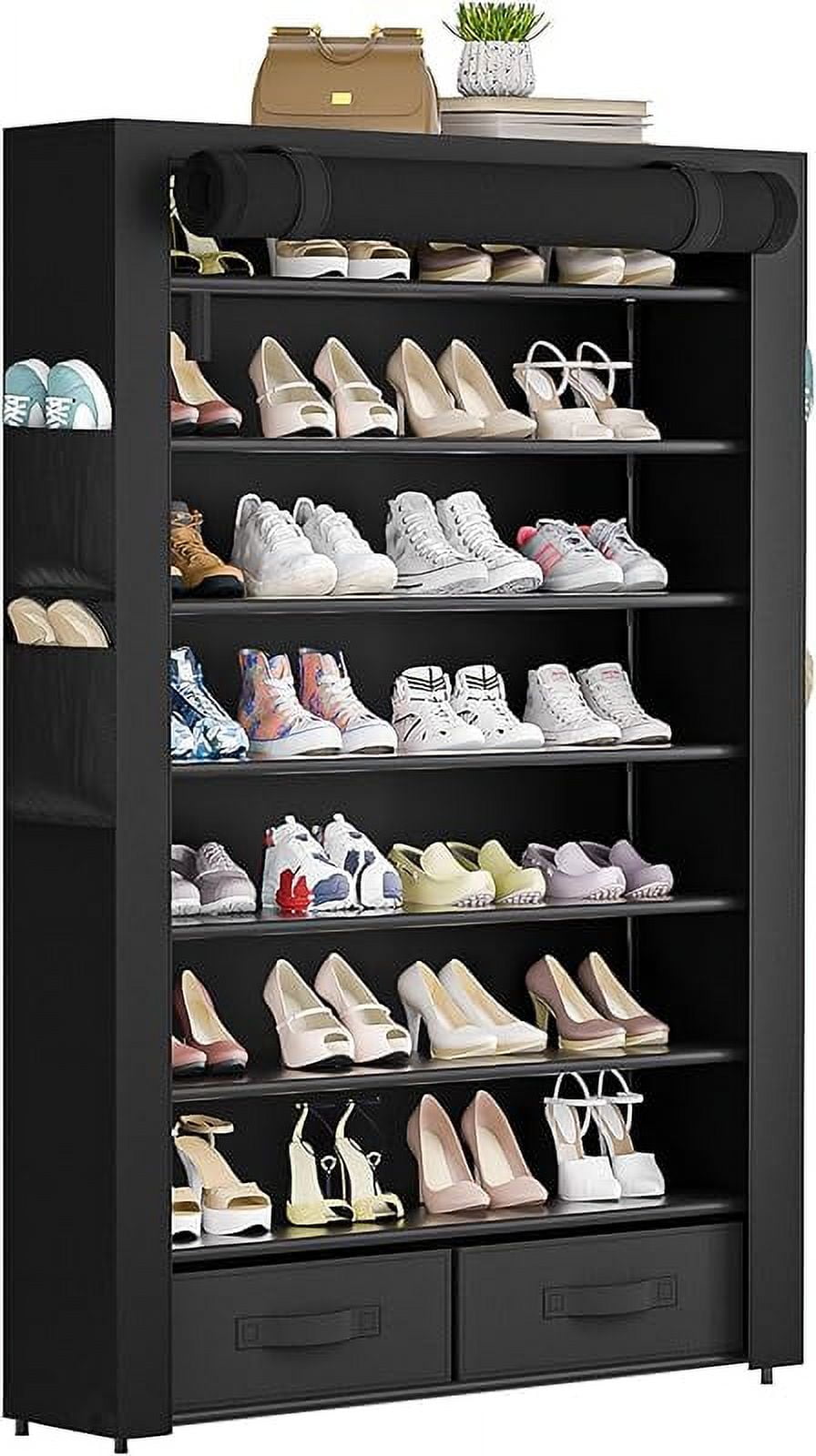 Shoe Rack Storage Cabinet 32 Pairs Organizer Shelf Tall for Shoes Large ...