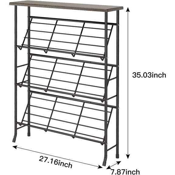 Shoe Rack Storage, Narrow 4 Tier Metal Shoe Storage Shelf, Free Standing Shoe Racks, Space Saving Shoe Rack Organizer for Entryway, Hallway, Bedroom, Living Room(12-16 Pair)