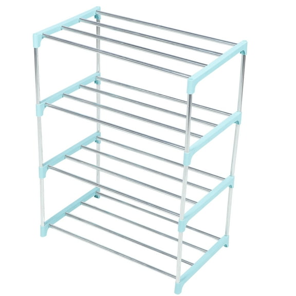 CIMAXIC Four Layer Blue Stainless Steel Shoes Shelf Home Organizer with Sturdy Support and Safe Rounded Corners