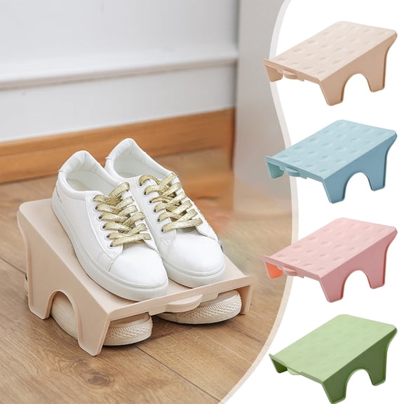 Shoe Rack Storage Organizer Double Tier Shelf | Space-Saving Shoe Tray | Non-Slip Sturdy Polypropylene | 2-Level Cabinet Stand | 25x20.5x12.5cm Single Unit