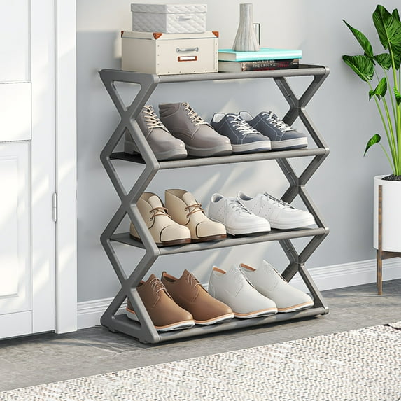 Shoe Rack for Entryway, Double Steel Tube Shoe Cabinet with Multi-Layer Storage, Modern Metal Shoe Shelf for Dorm & Home Organization