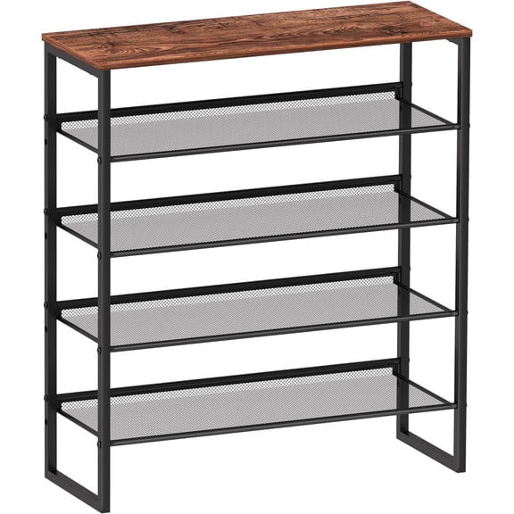 Shoe Rack - Sturdy Steel Shoe Organizer for Front Door Entrance Closet Entryway with Spacious Top - Industrial Style Strong Mesh Storage Shelves (5-Tier 11.8"x36.2"x31.5")