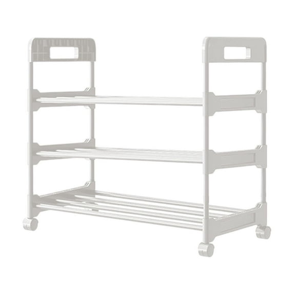 Shoe Rack With Wheels Movable Shoe Rack Organizer Three Tier Shoe Storage Cabinet for Everyday Items Suitable for Bedroom Closet Entryway Living Room, 18"x 11"x 24"
