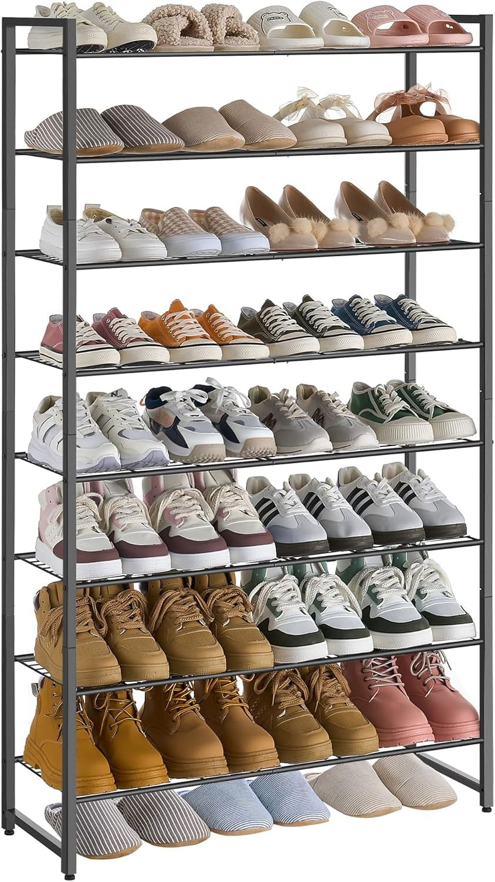 8 Tier Shoe Rack for Closet Entryway or Garage Black Holds Up to 40 Pairs