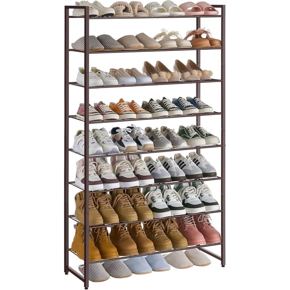 Shoe Rack for Closet, Metal Shoe Organizer, 8 Tier Garage Shoe Rack Max Holds 40 Pairs,Shoe Storage Shelf,Entryway