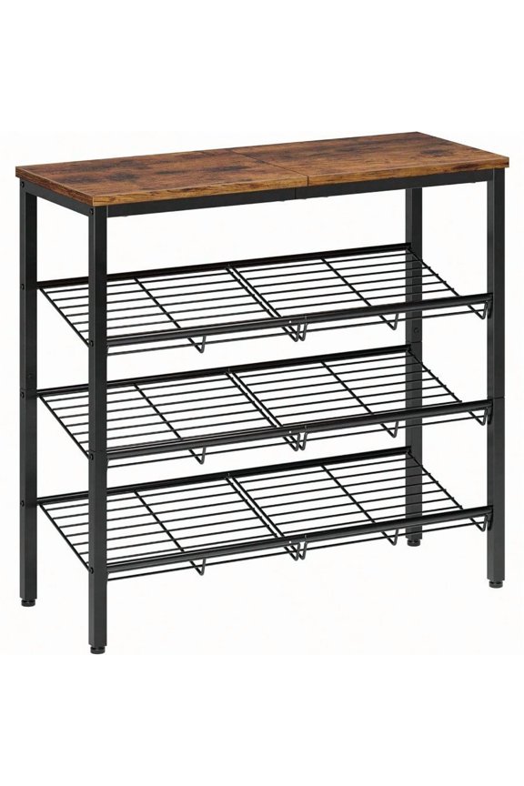 Shoe Rack for Closet4 Tier Shoe Organizer for Entryway Shoe Shelf with Storage Shees and Spacious Top Max Holds 16 of Shoes Rustic Brown