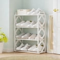thumbnail image 1 of Shoe Rack for Front Door Entrance, 4 Tier Shoe Rack for Entryway, 8-12 Pairs of Shoes, Metal Shoe Rack Organizer, Free Standing Shoe Rack for Closet, 1 of 6