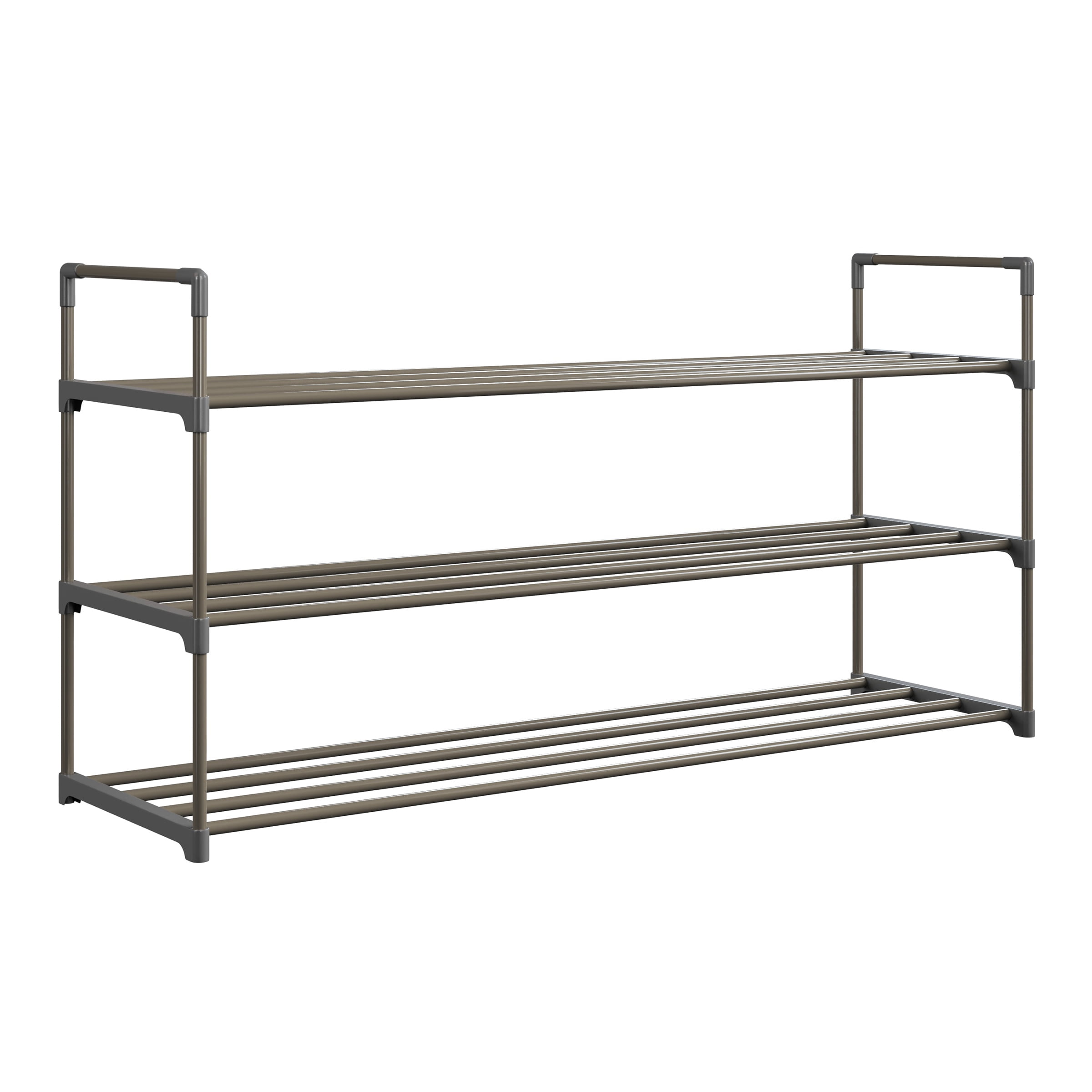 Somerset Home 3-Tier Stackable Shoe Rack Organizer - 40.9"x21.2" Shoe Shelf Organizer for 15 Pairs Sneakers, Heels, Boots (Gray)