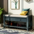 thumbnail image 1 of Harper & Bright Designs Shoe Rack with Cushioned Seat and Drawers, Multipurpose Entryway Storage Bench, Antique Navy, 1 of 11