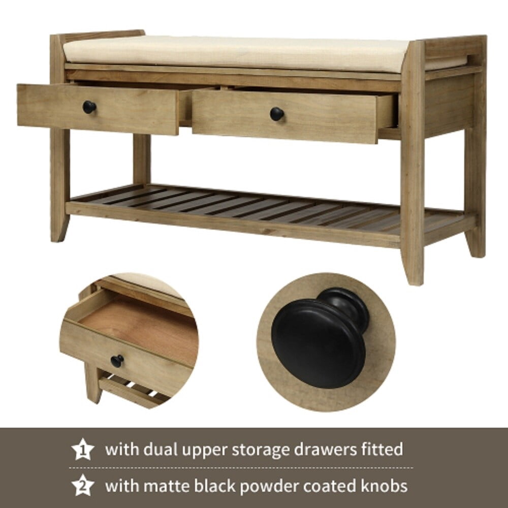 Shoe Rack with Cushioned Seat and Drawers, Multipurpose Entryway ...