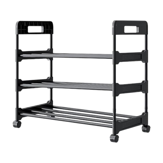 Shoe Rack with Wheels, Movable 3-Tier Storage Cabinet for Everyday ...
