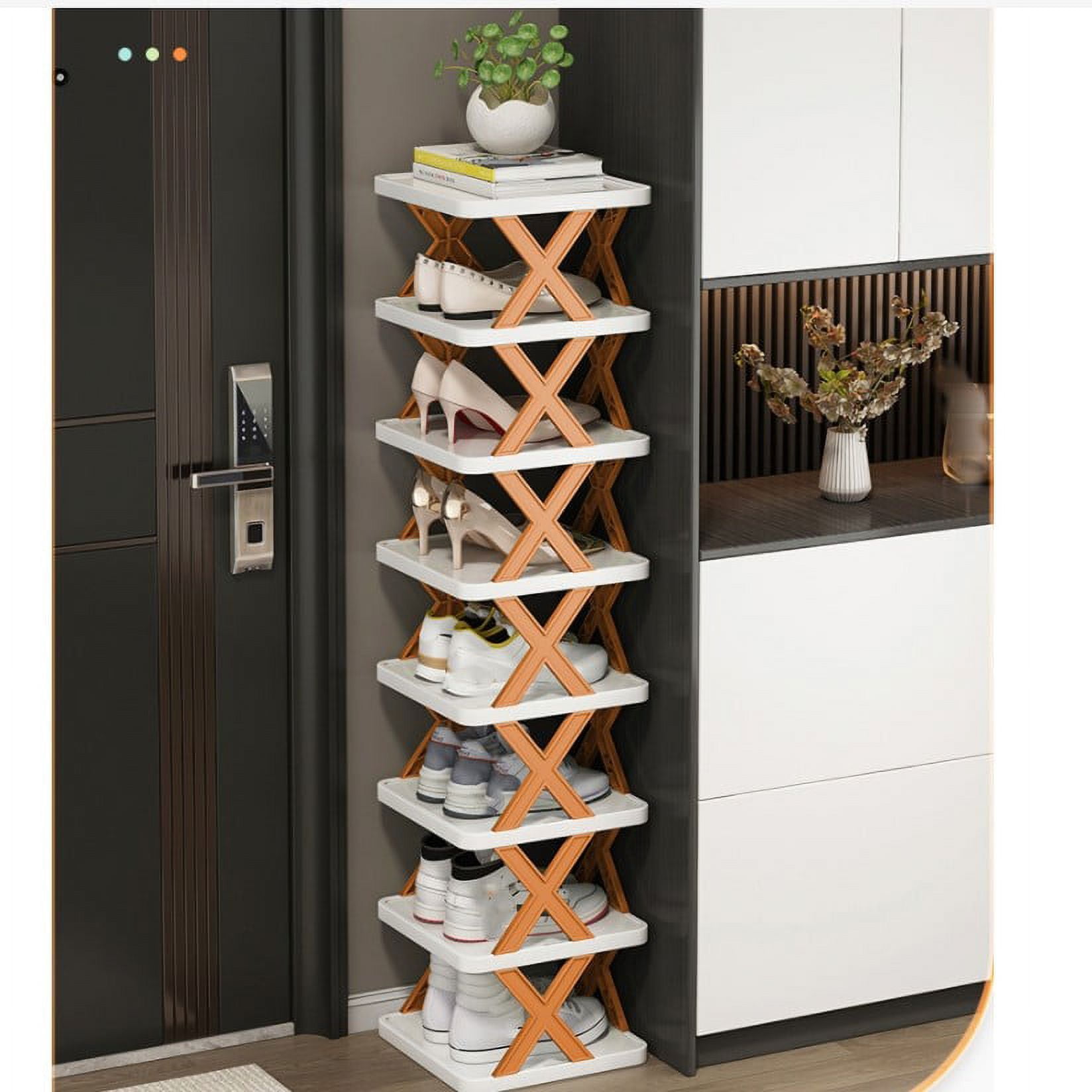 AZERPIAN 7-Tier Shoe Rack – Slim & Tall Vertical Organizer For Small Spaces, White – Fits In Closet, Hallway, Bedroom - View #3