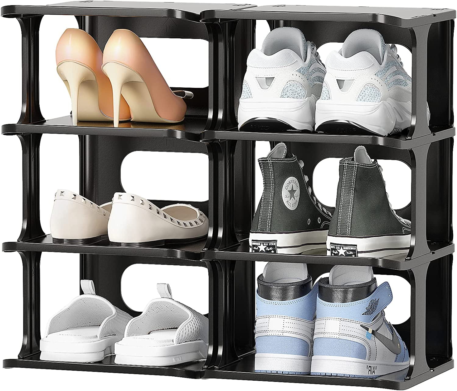 Shoe Racks for Bedroom Plastic Organizer for Closet 8 Tier Shoe Cubby
