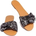 thumbnail image 1 of Shoe Republic Kentt Feeling Hot Black Shimmer Flat open Toe Slide Mule Sandals (Black, 8.5), 1 of 4