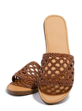 Universal Thread Women's Lissa Asymmetrical Slide Sandals Cognac