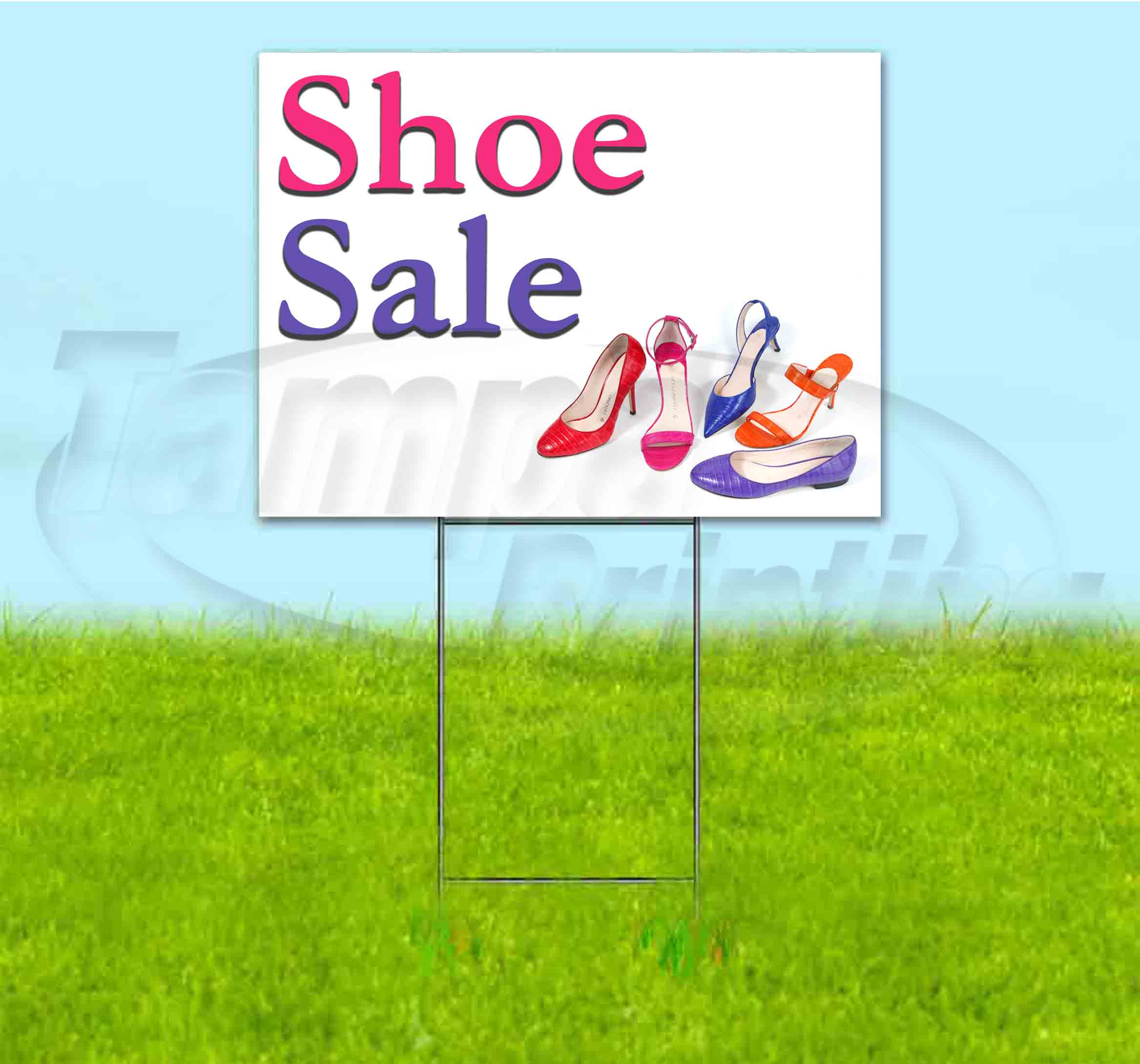 Shoe Sale (18" x 24") Yard Sign, Includes Metal Step Stake