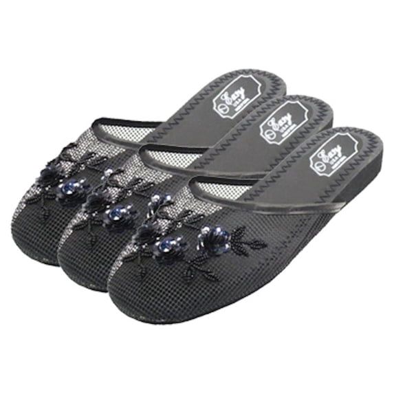 Shoe Shack Women's Chinese Slippers, Black, 10