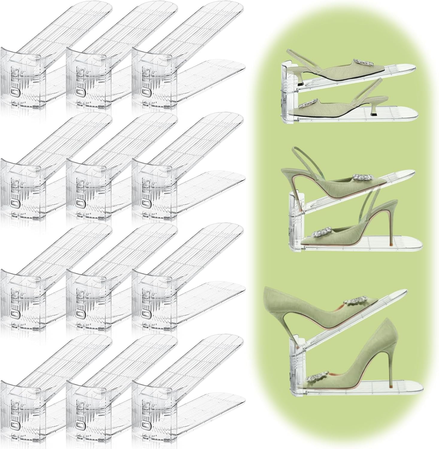 Shoe Slots Organizer,16 Pack Transparent Shoe Stacker Adjustable Shoe ...