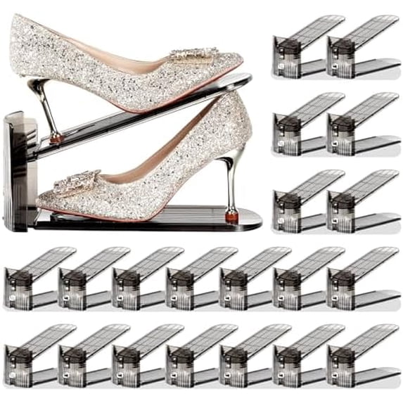 Shoe Slots Organizer 20 Pack - Shoe Stacker,3 Levels Adjustable,Space ...