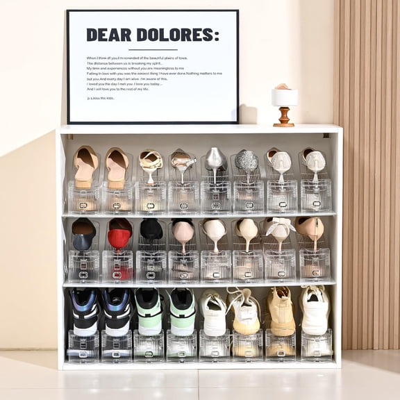 Shoe Slots Organizer, 20 Pack Shoe Stackers for a Pair of Shoes, Adjustable Shoe Rack with Three Levels