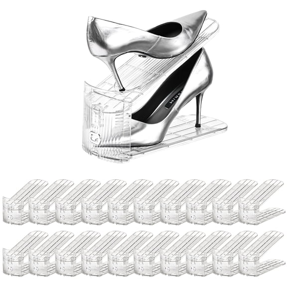 Shoe Slots Organizer,20Pack Clear Shoe Stackers for a Pair of Shoes,Adjustable Shoe Rack with Three Levels,Shoe Storage Shoe Space Saver