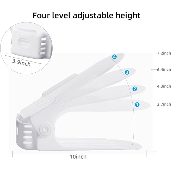Shoe Slots Organizer, 36PCS Adjustable Double Layer Stack Shoe Rack, 50% Space-Saving Storage Holder, White