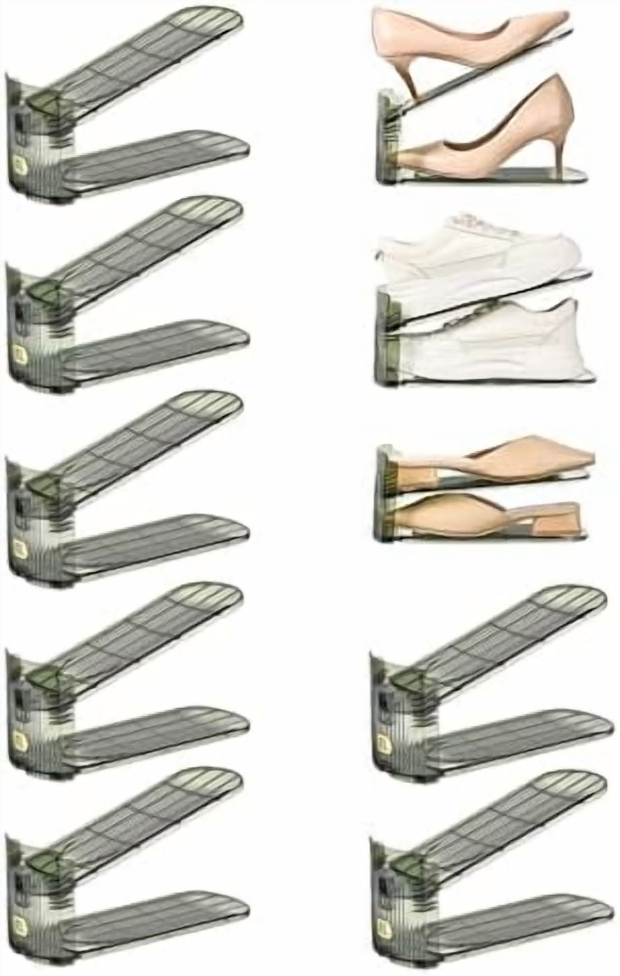 Shoe Slots Organizer, Clear Shoe Stacker, Adjustable Level Shoe Rack ...