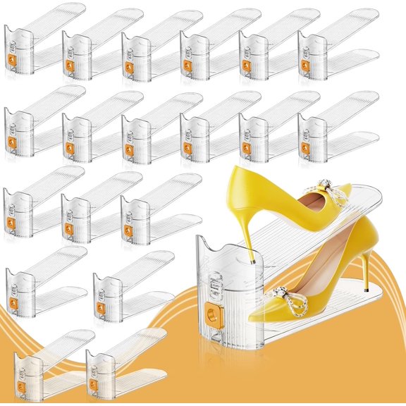 Shoe Slots Organizer for Closet, Shoe Stacker Organizer Double Layer Stack Shoe Rack, Shoe Display Shelf 50% Space Saver Storage Holder for Closet, 36 PACK