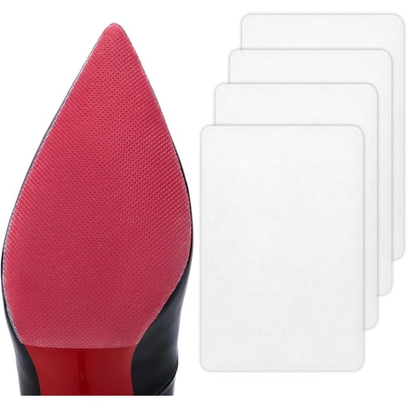 Shoe Sole Protector, 4 Pcs Self Adhesive Shoe Bottom Protector for High Heels, Silicone Anti Slip Shoe Grips on Bottom of Shoes, Non Slip Pads for Shoes (Medium, 6" by 4", Clear)