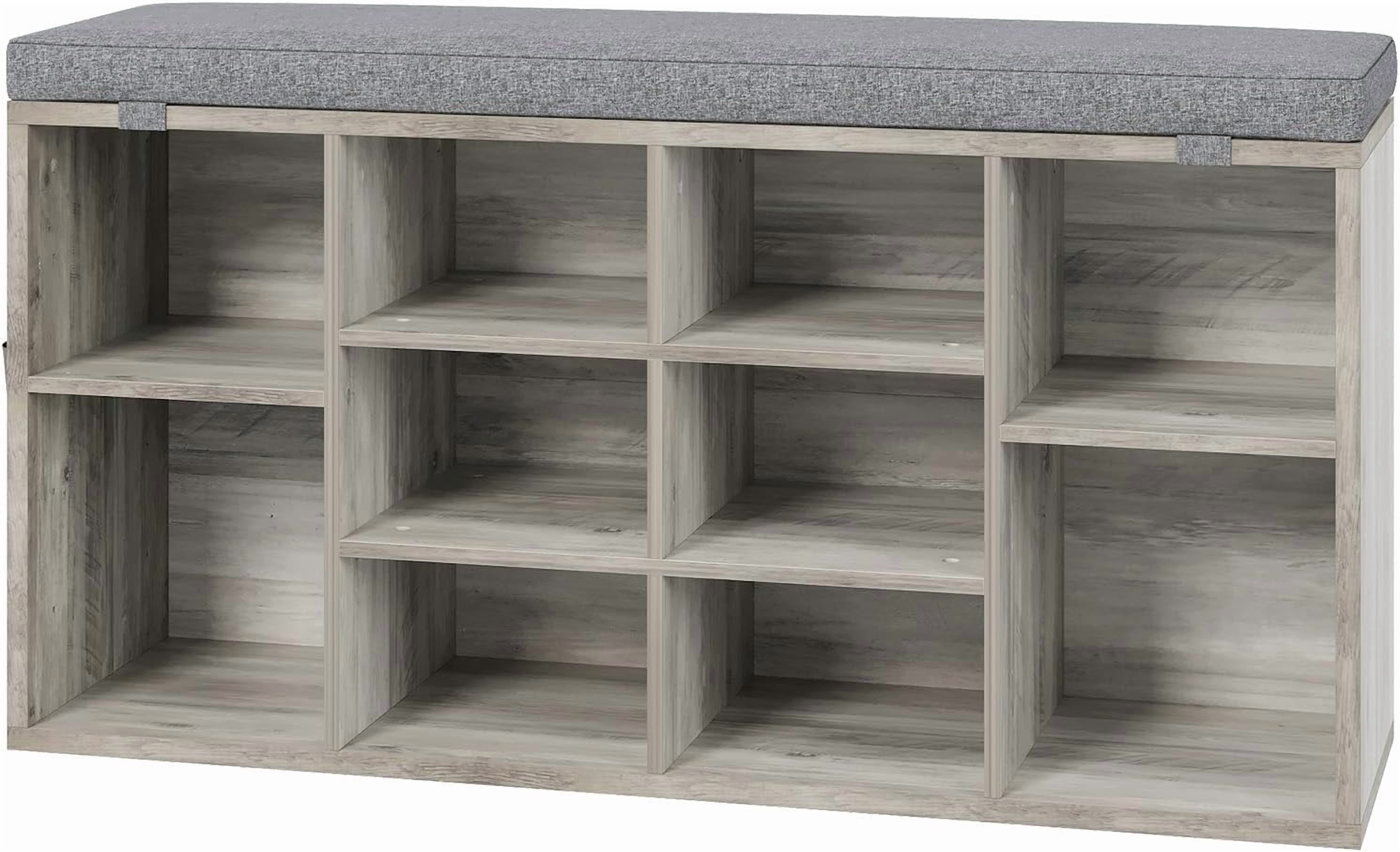 Shoe with Storage - 10-Cubby Entryway with Thick Cushioned Seat ...
