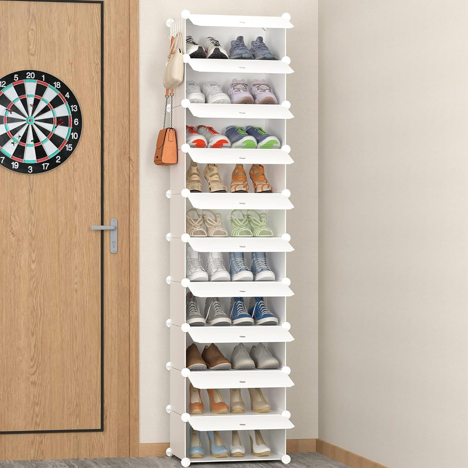 10-Tier Shoe Storage Organizer - 20-Pair Narrow Rack for Closet