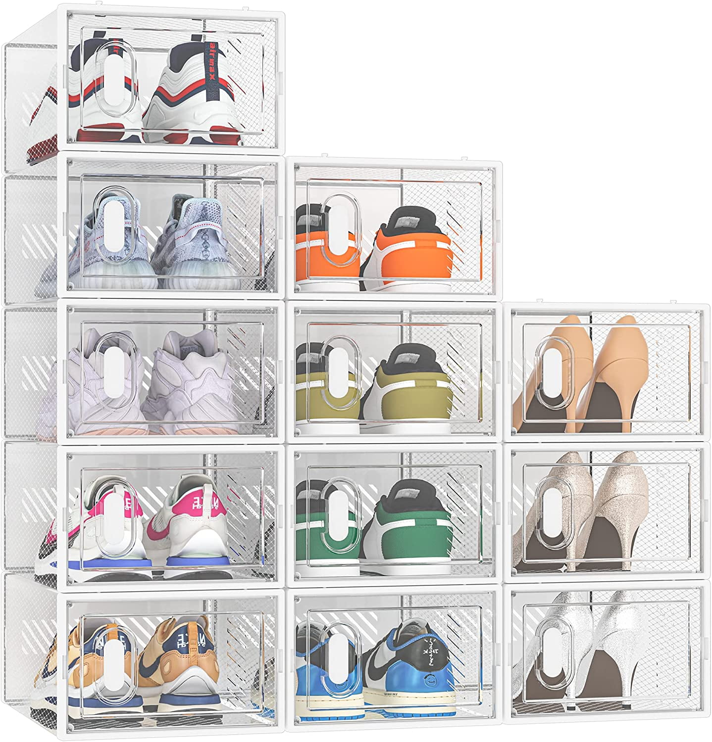 Shoe Storage, 12 Pack Shoe Organizer for Closet, Shoe Boxes Clear ...