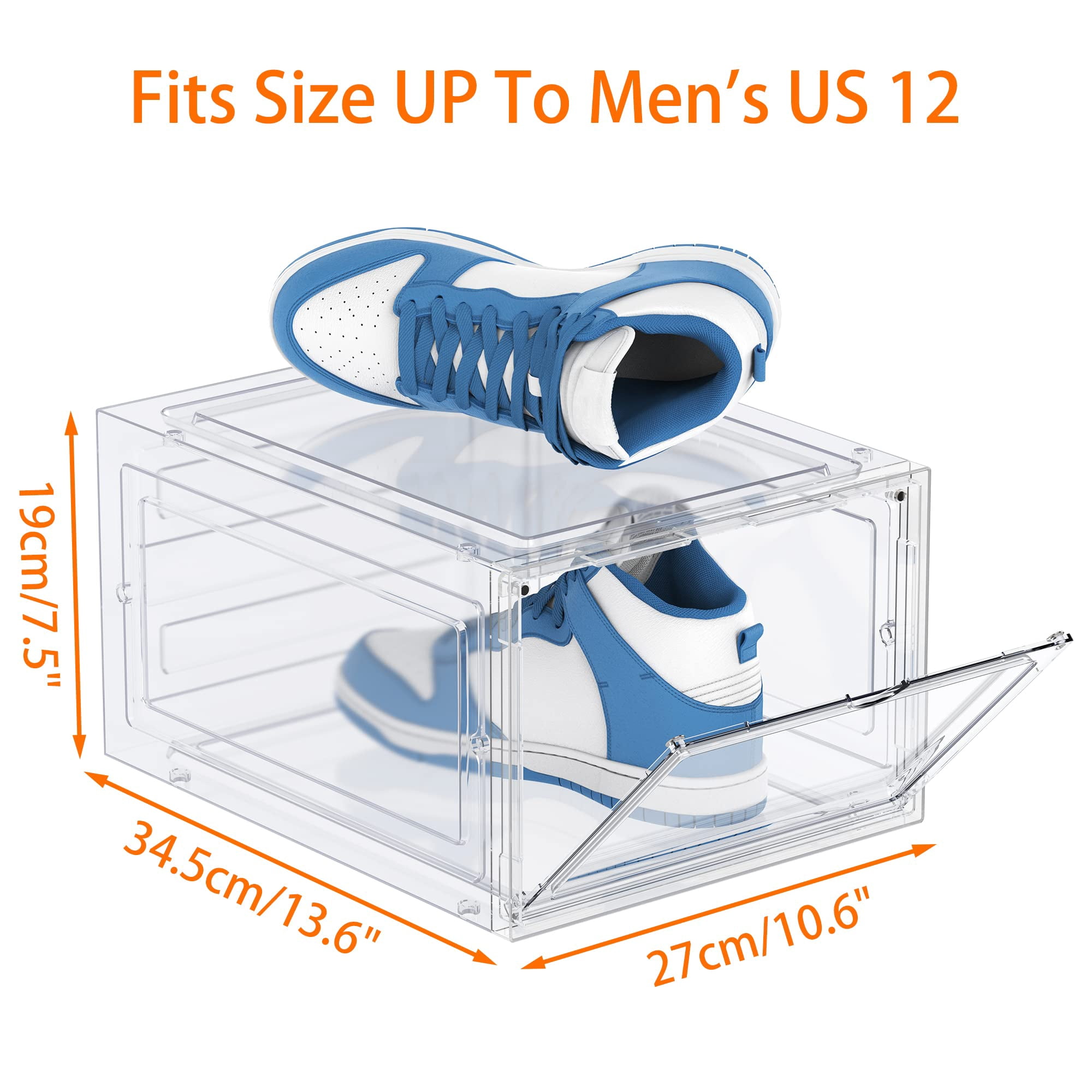 Shoe Storage 6 Pack Organizer Clear Hard Plastic Box Boxes Stackable ...