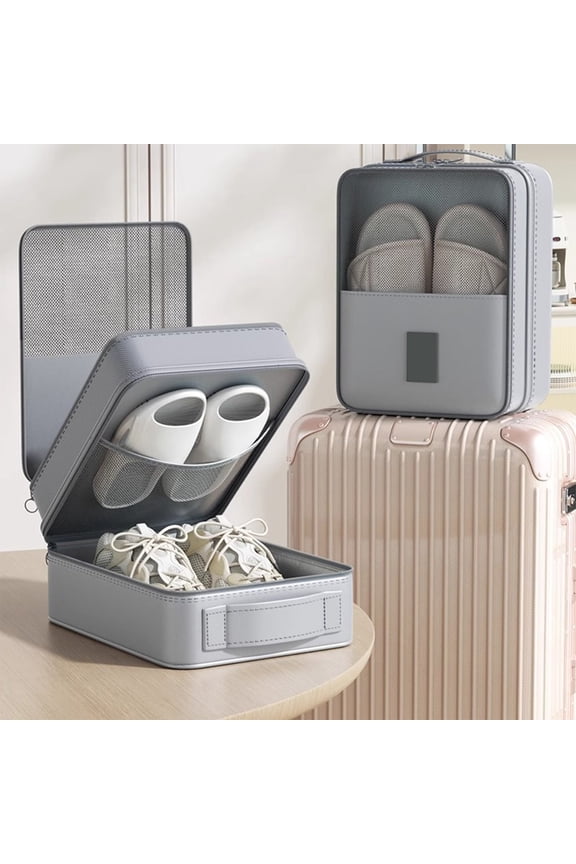 Shoe Storage Bag with Breathable Mesh Window,Hangable Travel Shoe Cover,Water-repellent Luggage Organizer for Sneakers,Flats,Slippers,Compact Lightweight for Trips & Daily Storage-Gray