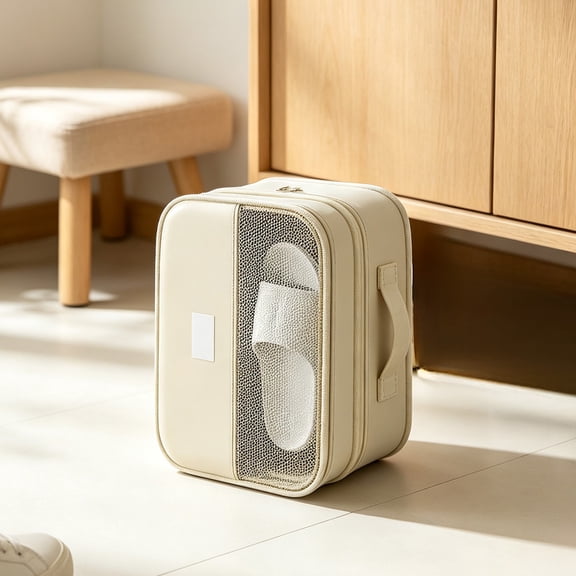 Shoe Storage Bag Travel Shoe Organizer Case Multi Layer Shoe Bag with Handle Hard Shell Storage Container Mesh Panel Footwear Organizer for Luggage Closet Trip Business Travel