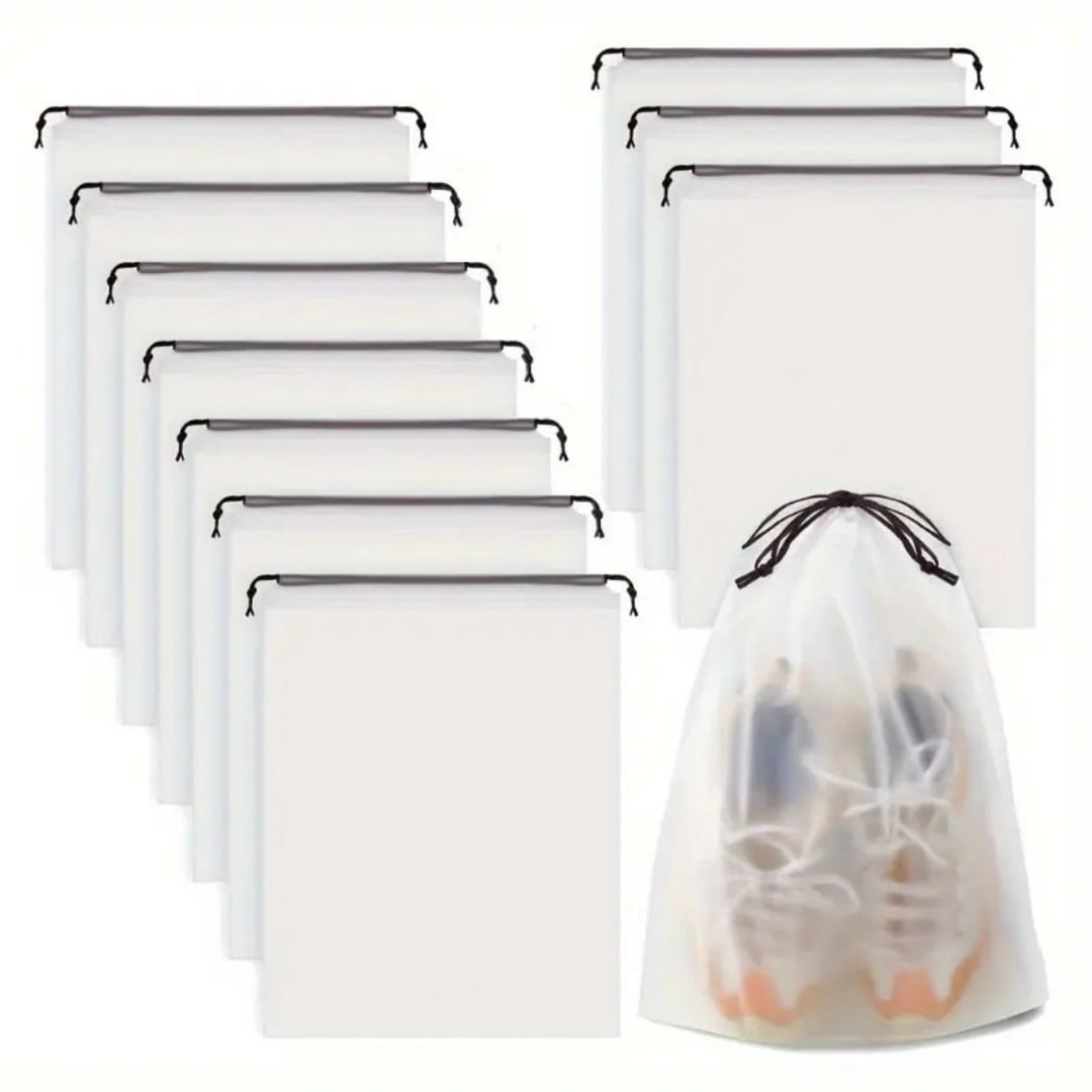 Shoe Storage Bags Frosted PE Drawstring Waterproof Dust-Proof for Travel