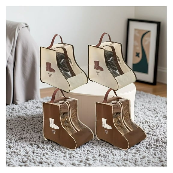 Shoe Storage Bags, PVC Boot Organizer - Travel & Home, Dustproof, Moisture-Resistant with Window