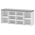 thumbnail image 1 of Shoe Storage Bench, 10 Cubbies Shoe Bench, Storage Entryway Bench with Removable Cushion, Space Saving Storage Shoe Rack Bench, 41 x 12 x 16.75 Inches 41" White, 1 of 8