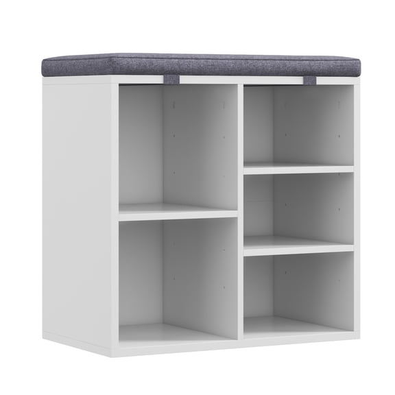 Shoe Storage Bench, 10 Cubbies Shoe Rack Bench with Padded Seat, Space Saving Shelf for Entryway, Living Room, Hallway, Bedroom