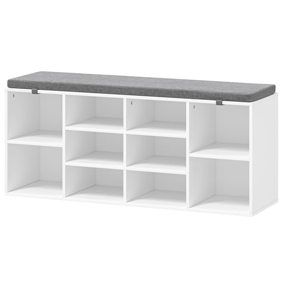 Shoe Storage Bench, 10 Cubbies Storage Rack Bench with Removable Padded ...