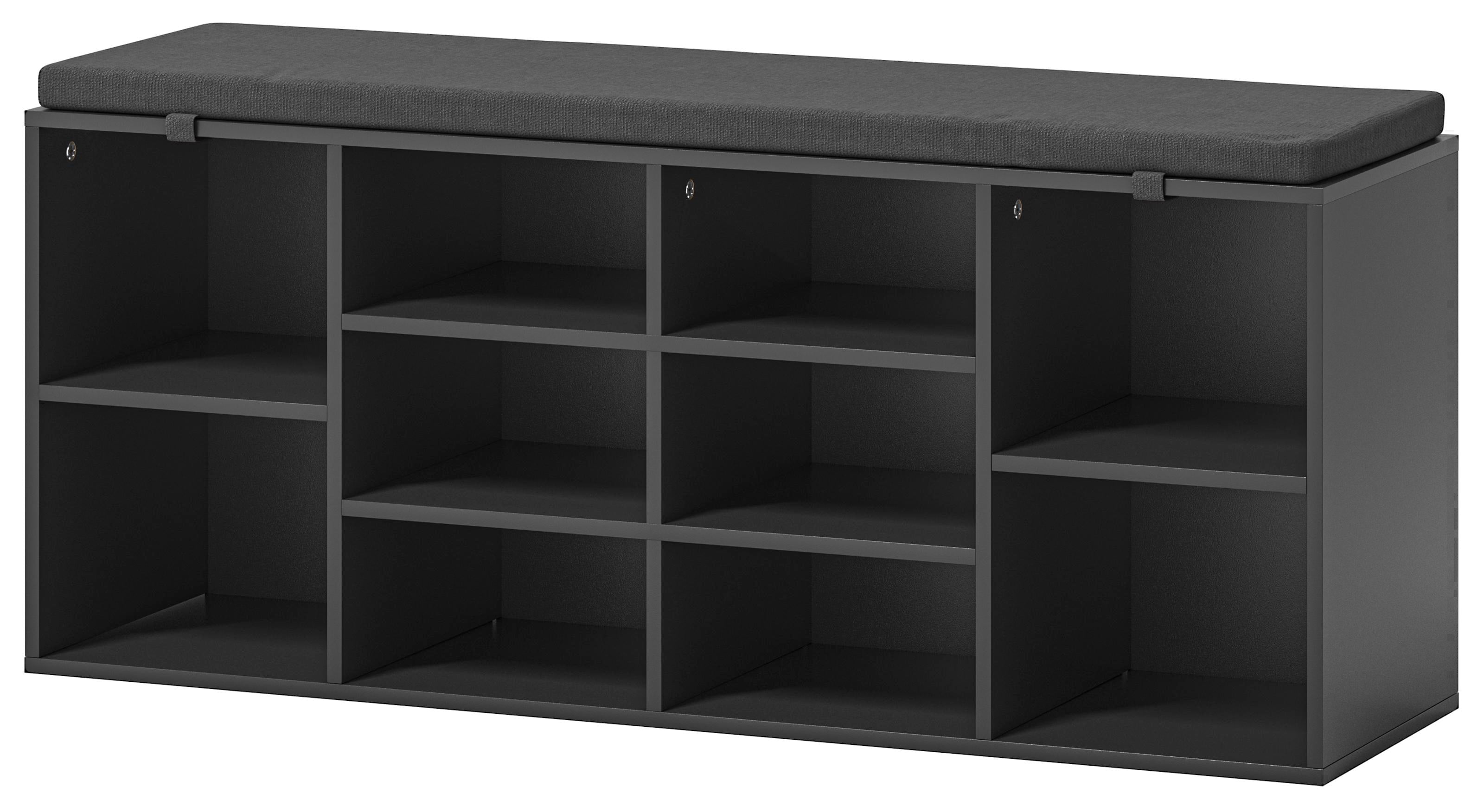 Shoe Storage Bench, 10 Cubbies Storage Rack Bench with Padded Seat, Space Saving Shoe Shelf for Entryway, Living Room, Hallway, Bedroom,Black