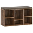 thumbnail image 1 of Shoe Storage Bench, 6 Cubbies Shoe Rack Bench with Padded Seat, Space Saving Shoe Shelf for Entryway, Living Room, Hallway, Bedroom, Brown, 1 of 8