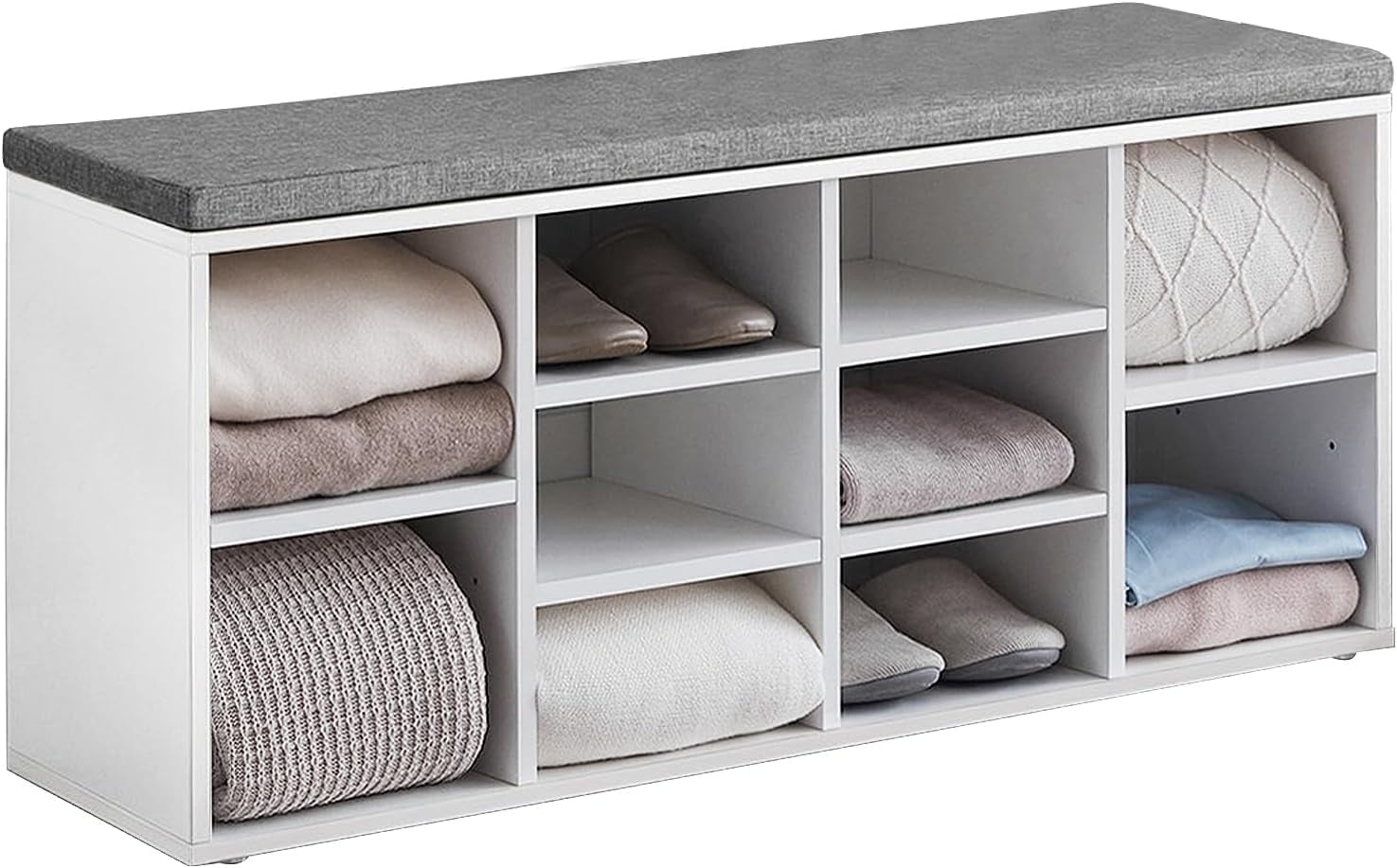 Shoe Storage Bench, Cubby Shoe Rack Entryway Bench, 3Tier Shoe Rack