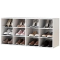 thumbnail image 1 of Shoe Storage Bench, Cubby Shoe Rack with 12 Cubbies, 3-Tier Wood Shoe Rack Organizer, Shoe Organizer Cabinet for Entryway, Hallway, Closet and Garage, White, 1 of 8