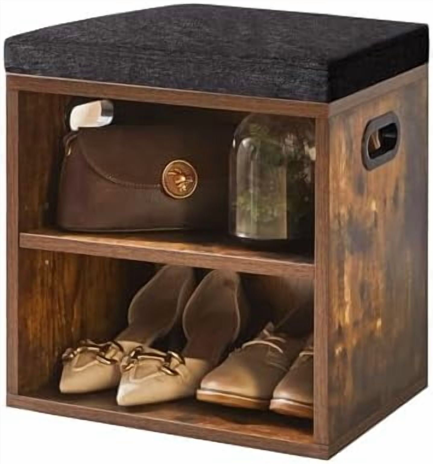 Shoe Storage Bench with Cushion, 2 Tier Shoe Rack with Padded Seat ...