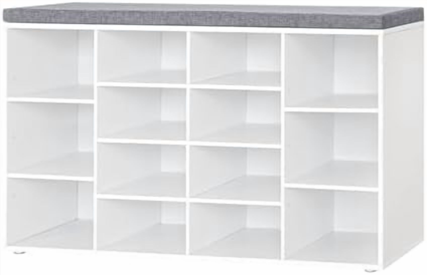 Shoe Storage Bench with Cushion, Cubby Shoe Rack with 12 Cubbies ...