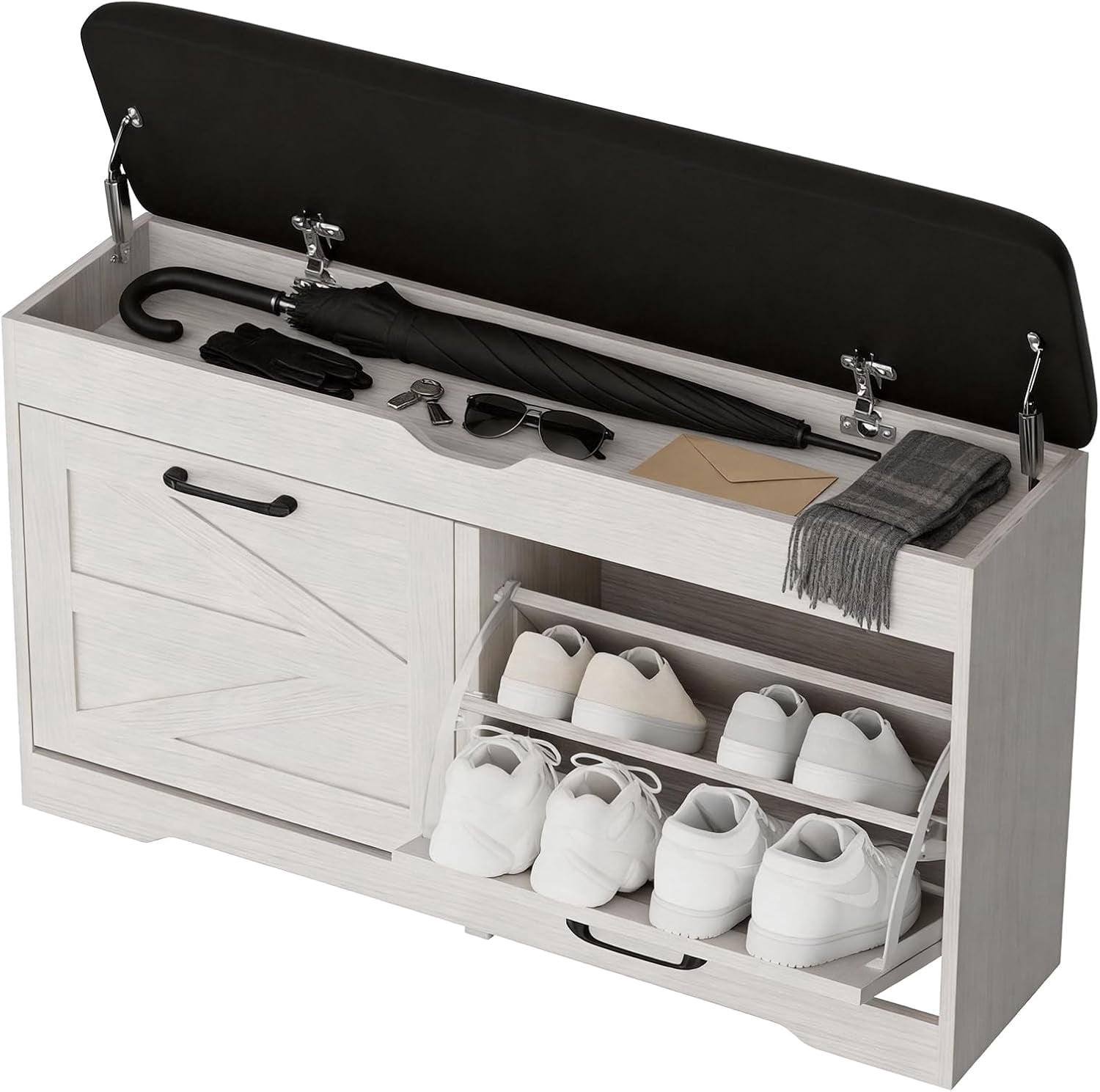 Shoe Storage Bench Cushion, Entryway Bench with Storage, End of Bed ...