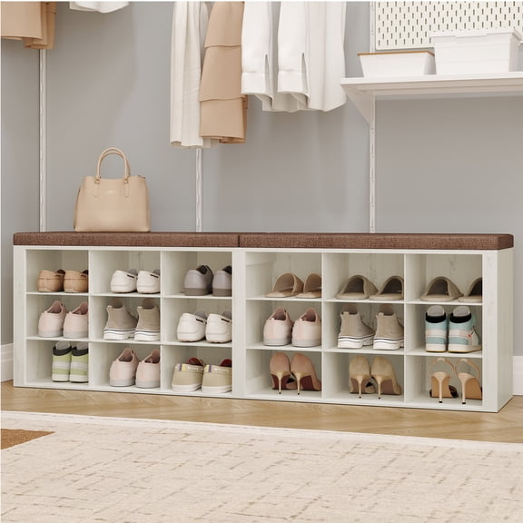White Entry Bench Elegant Leather Storage Shoe Bench for Entryway and Bedroom - Walmart.com