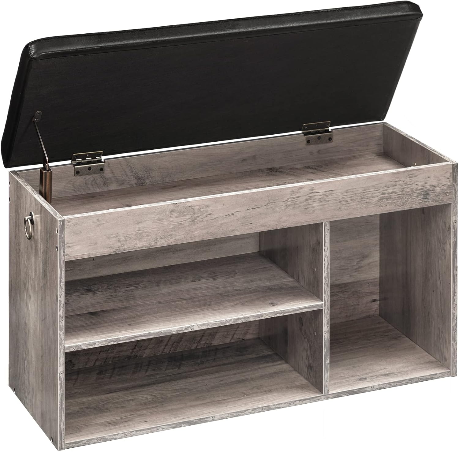 Open Shoe Bench Shoe Storage Bench with Padded Cushion, Entryway Bench with Flip-Open ...