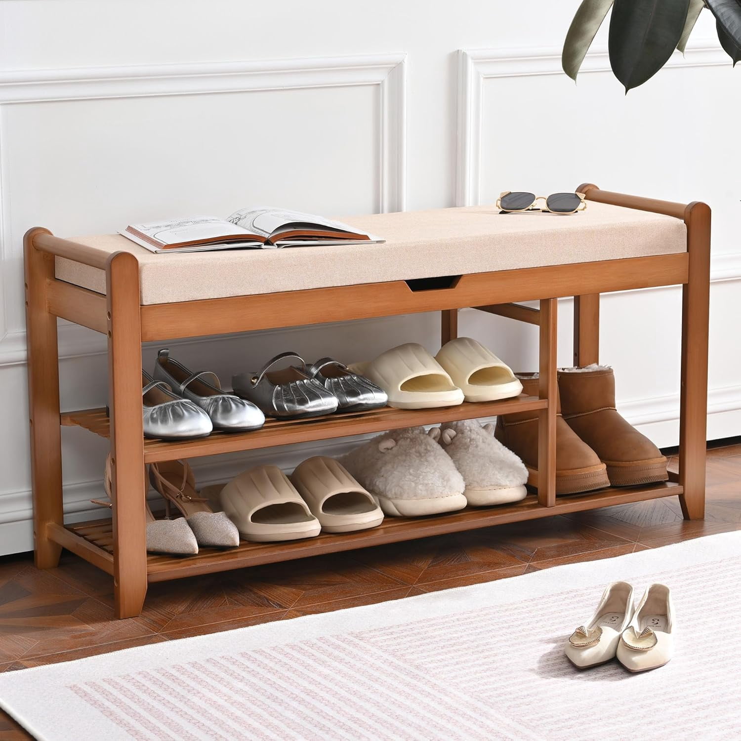 Shoe Storage Bench with Coat Rack .in Hall Tree Shoe Rack - Bamboo ...